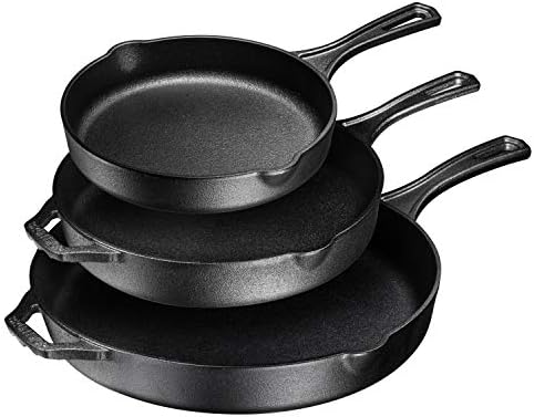 Pre-Seasoned Frying Pan Set of 3 (8, 10, 12 Inch)